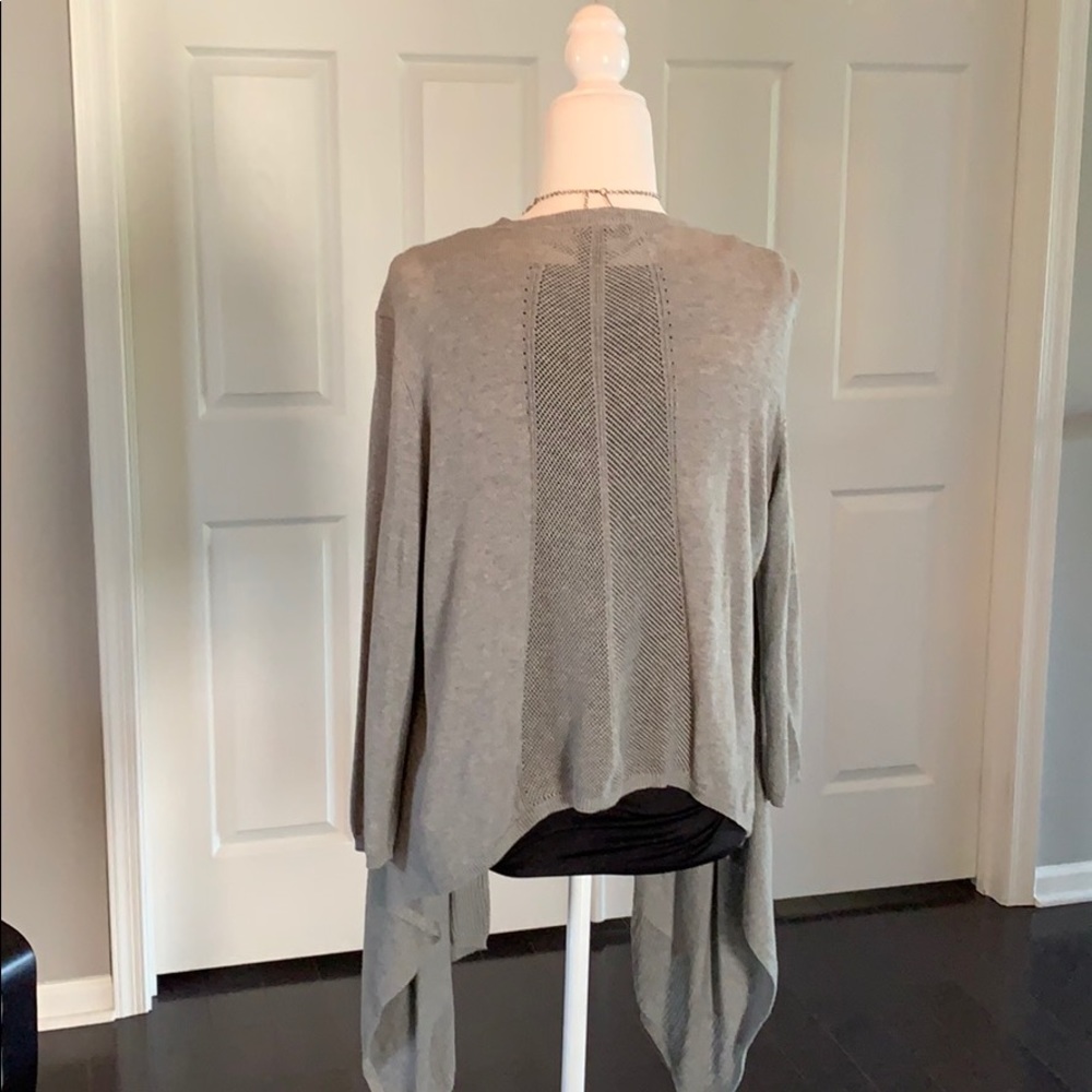 DKNY Jeans Gray hi-low open cardigan sweater - Picture 6 of 7